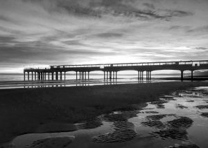 Boscombe pier black and white